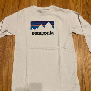 Patagonia White Long Sleeve Tee with Multicolor Logo